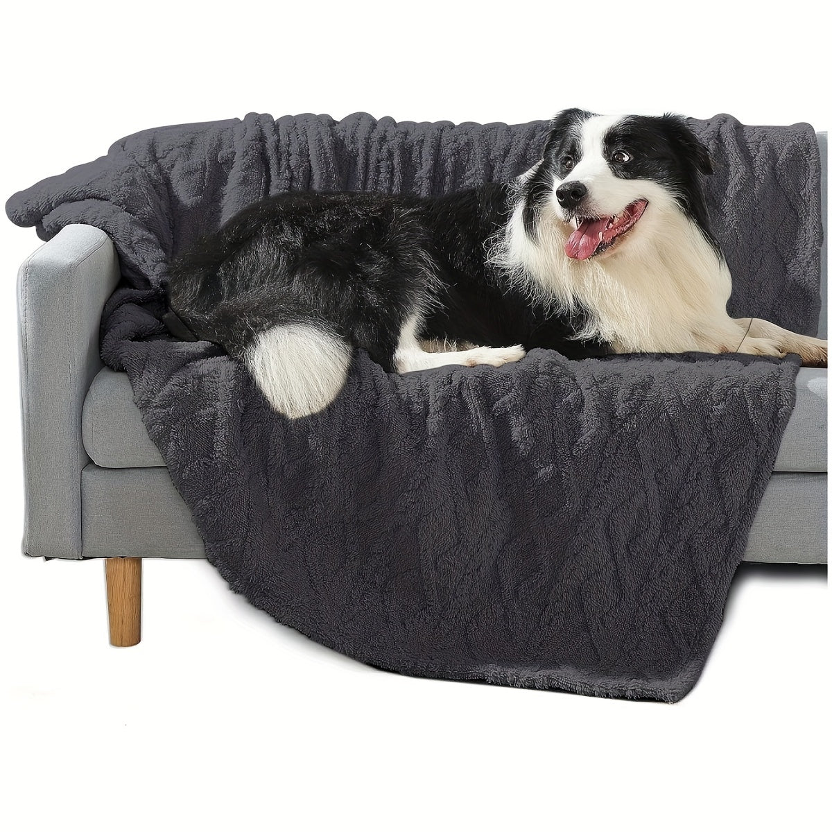 Waterproof Dog Blanket Reversible 3D Sherpa Pet Throw Blanket for Large Dogs