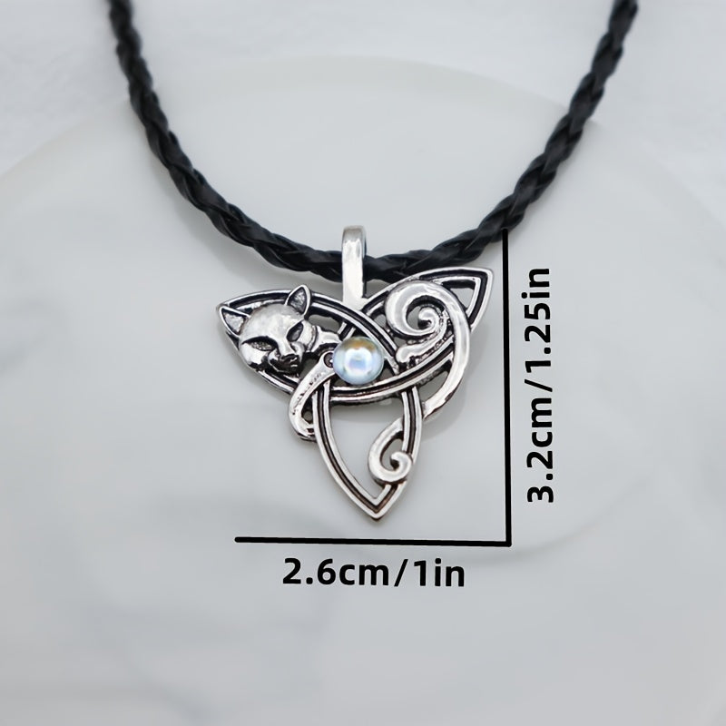 Vintage Boho Fox Gemstone Pendant Necklace Ladies Party Jewel
