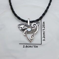 Vintage Boho Fox Gemstone Pendant Necklace Ladies Party Jewel
