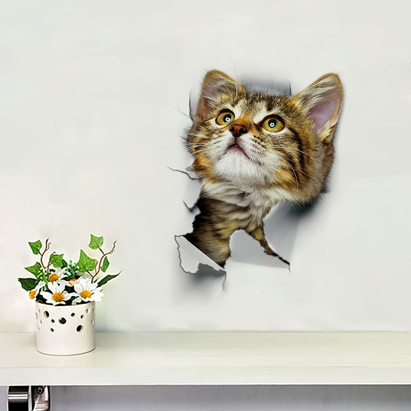 3pcs Cat Wall Stickers 3D Animal Beauty Home Self Adhesive PVC Stickers
