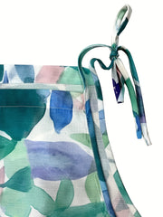  Floral Print Tie Shoulder Overalls