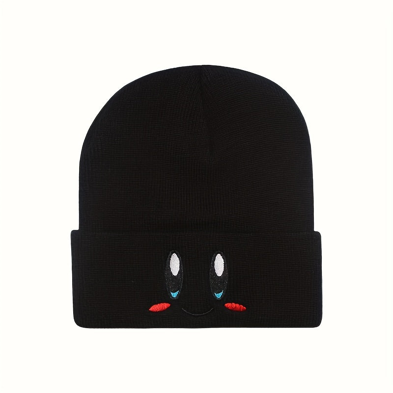 Smiling Face Eyes Embroidery Woolen Hat for Men