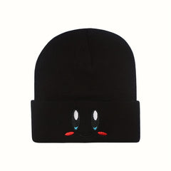 Smiling Face Eyes Embroidery Woolen Hat for Men