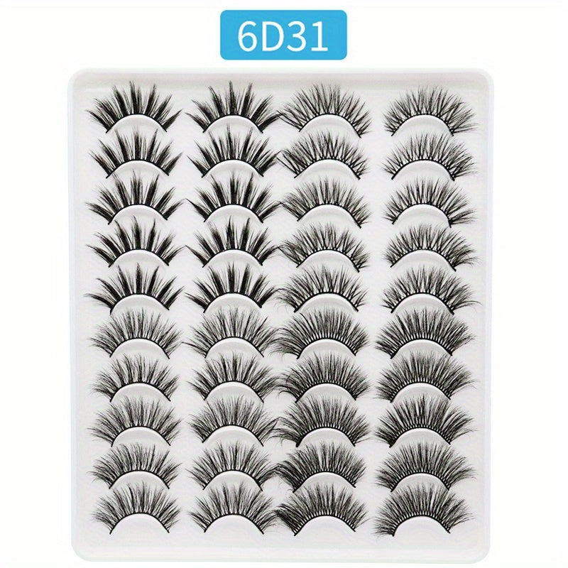 20 Pairs Natural False Eyelashes Wispy Fluffy Soft Lashes Long Thick Criss cross