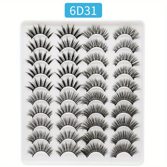 20 Pairs Natural False Eyelashes Wispy Fluffy Soft Lashes Long Thick Criss cross