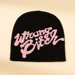 Y2K Letter Jacquard Beanie Elastic Hip Hop Knit Hat