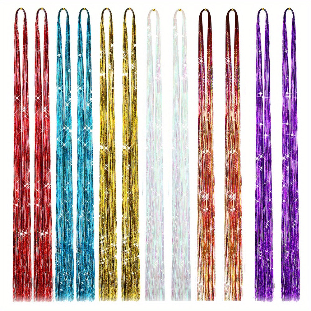 Hair Tinsel Kit With Tool Tinsel Hair Extensions 12 Colors Fairy Hair Tinsel