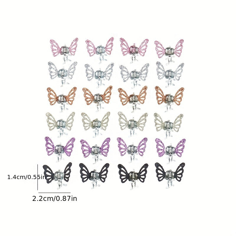 Rhinestone Butterfly Mini Hair Claw for Women Girls Sweet Hair Accessories