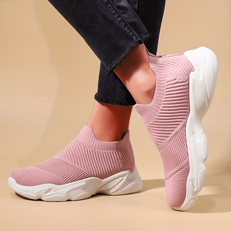 Women's Textured Knitted Socks Shoes Slip On Casual Sneakers