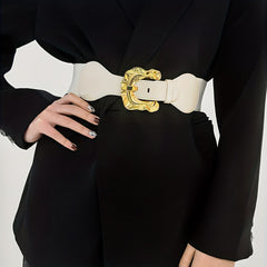 Geometric Wide Belt Elastic Vintage Waistband For Women