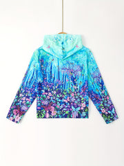 Kids 3D Flower Forest Print Hooded Sweatshirt for Boys & Girls