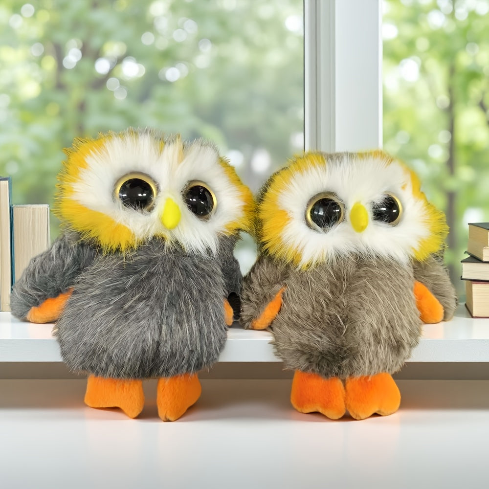 Owl Plush Doll with Expressive Eyes and Fluffy Feathers