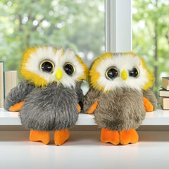 Owl Plush Doll with Expressive Eyes and Fluffy Feathers