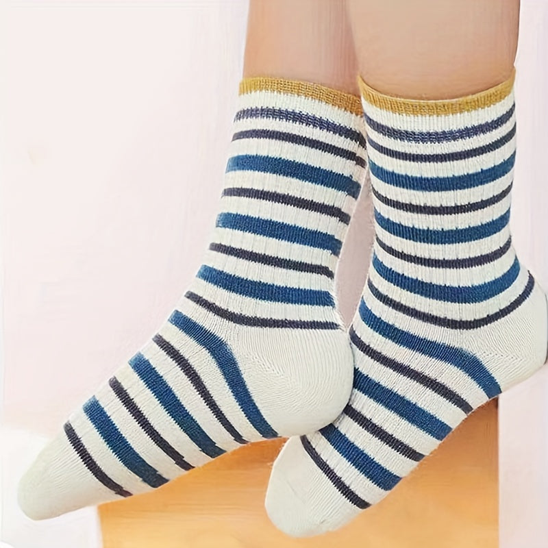 Boys Robot Pattern Striped Crew Socks for Autumn Winter