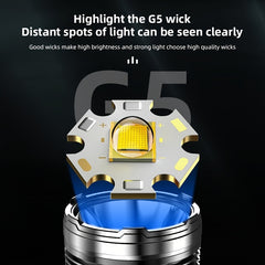 5000LM High Power Flashlight Multifunctional Charging Torch with Side Light COB