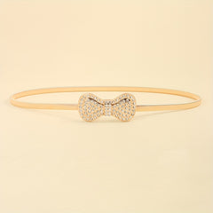 Rhinestone Bow Waist Chain Elastic Belt for Women