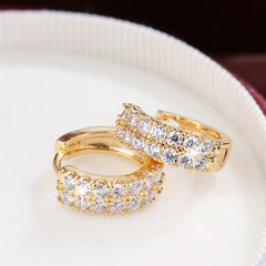 Zircon Decor Hoop Earrings Minimalist Style Copper 18K Plated