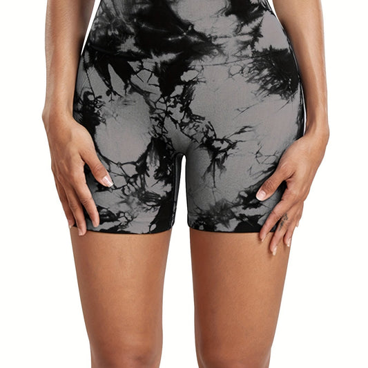 Tie Dye Gym Sports Shorts Women High Waist Running Workout Activewear