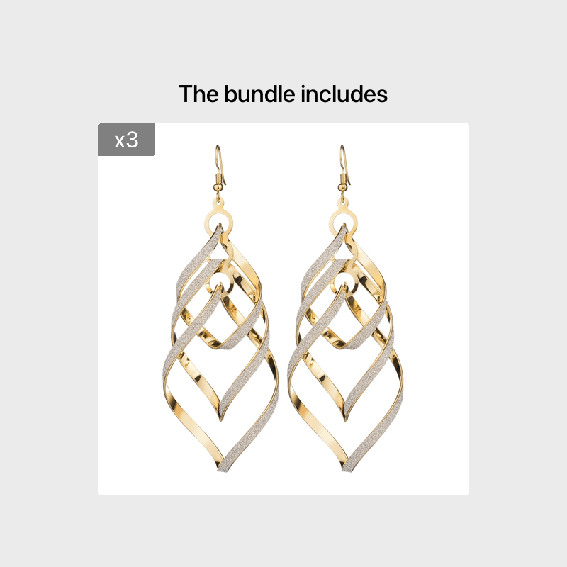 Metal Layered Swirling Geometric Earrings Long Pendant Hook Earrings