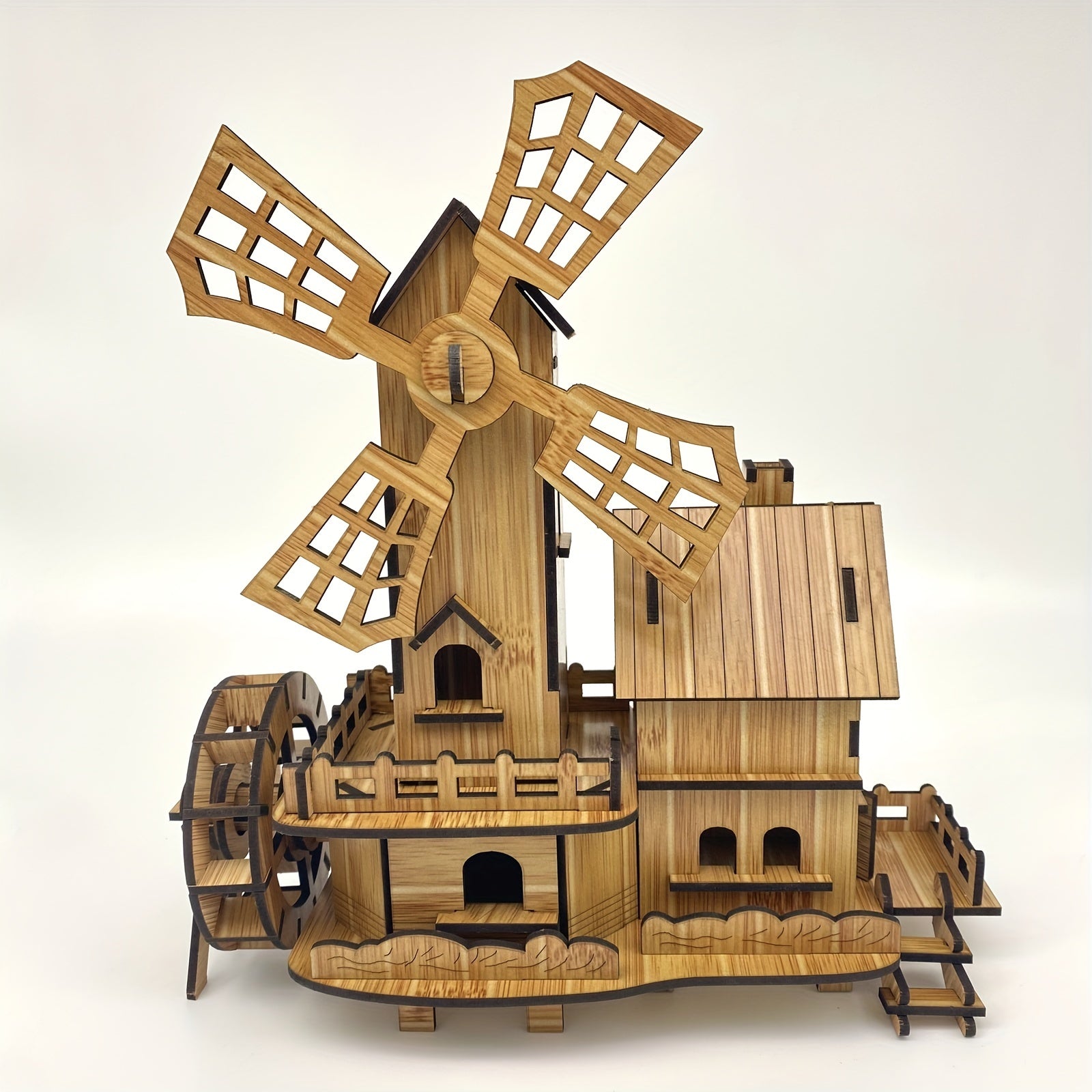 Wooden 3D Puzzle DIY Mill Cottage Model Kit Brain Teaser Puzzles