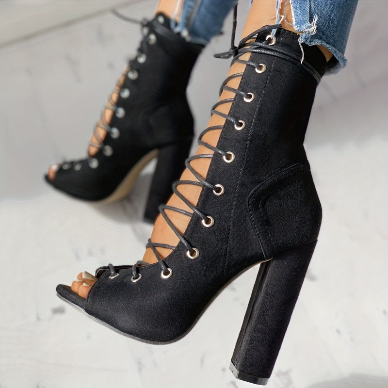 Women's Criss Cross Straps Boots Lace Up Leggings Shoes