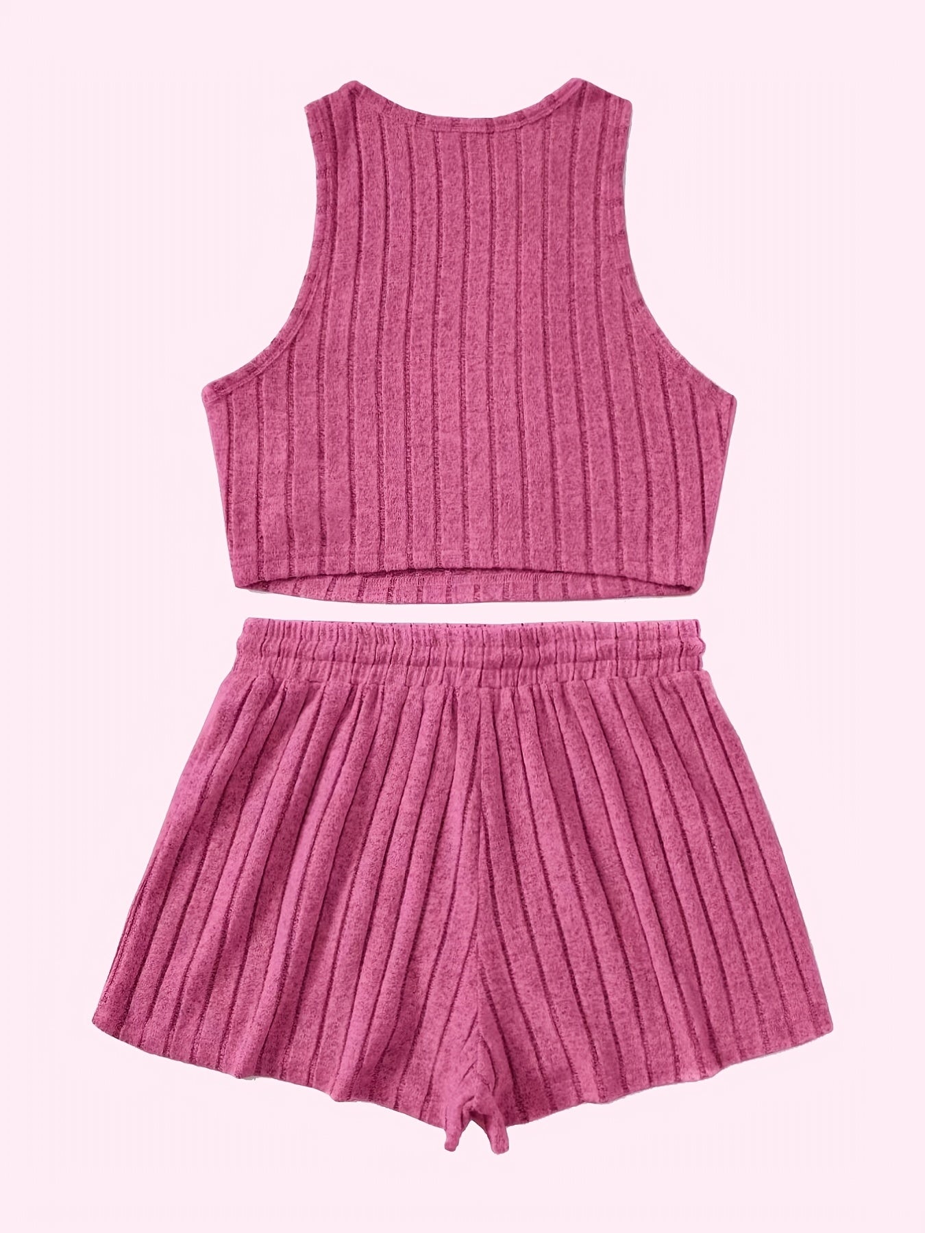 Ribbed Two Piece Set Tank Top & Drawstring Shorts