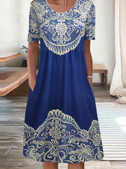 Floral Print Plus Size Casual Dress with Pockets