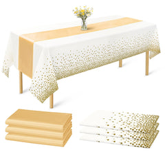 3pcs Disposable Golden Satin Silk Tablecloth