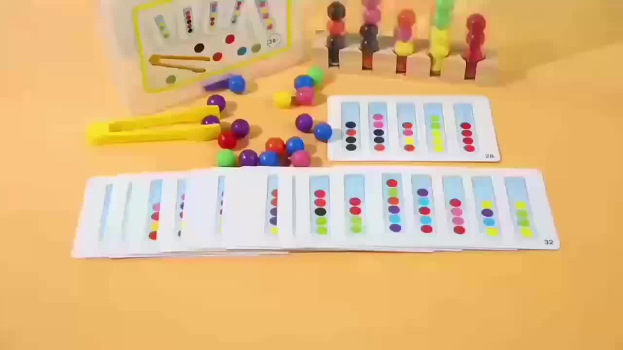 Wooden Bead Sorting & Counting Game for Kids