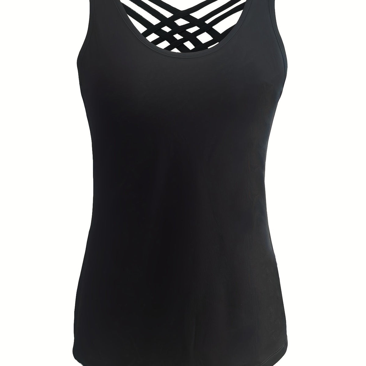 Criss Cross Crew Neck Tank Top Summer Sleeveless Casual Top