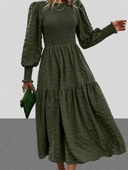  Solid Lantern Sleeve Maxi Dress