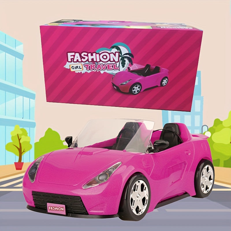Convertible Car Vehicle For Dolls With Seatbelts Rolling Wheels