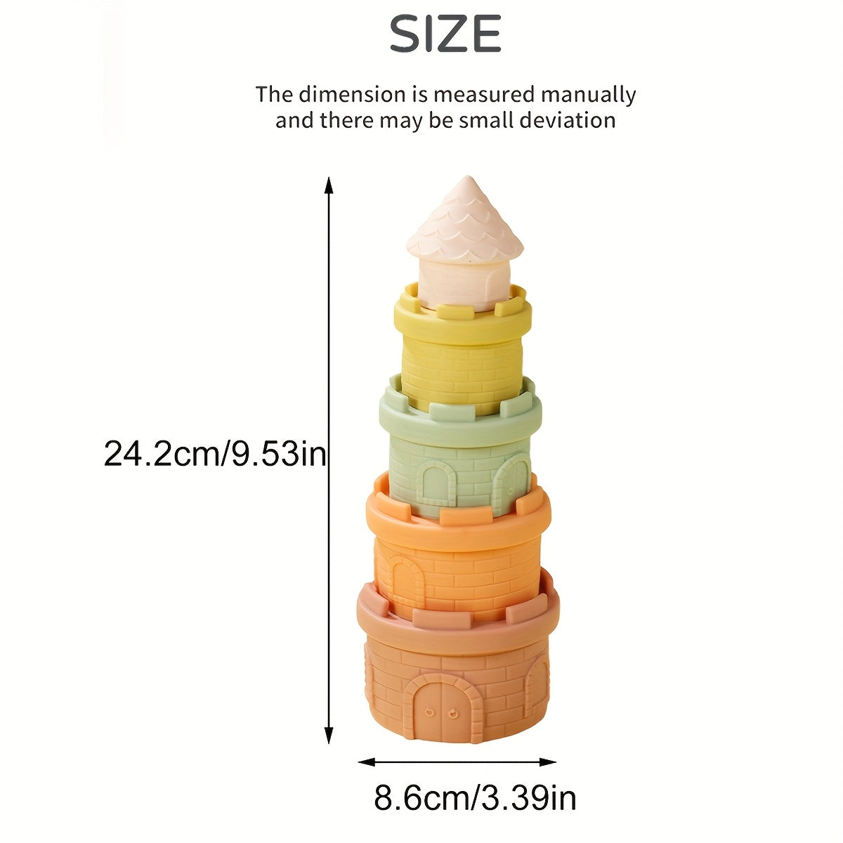 Colorful Castle Stacking Cup Toy Safe PVC Material