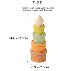 Colorful Castle Stacking Cup Toy Safe PVC Material