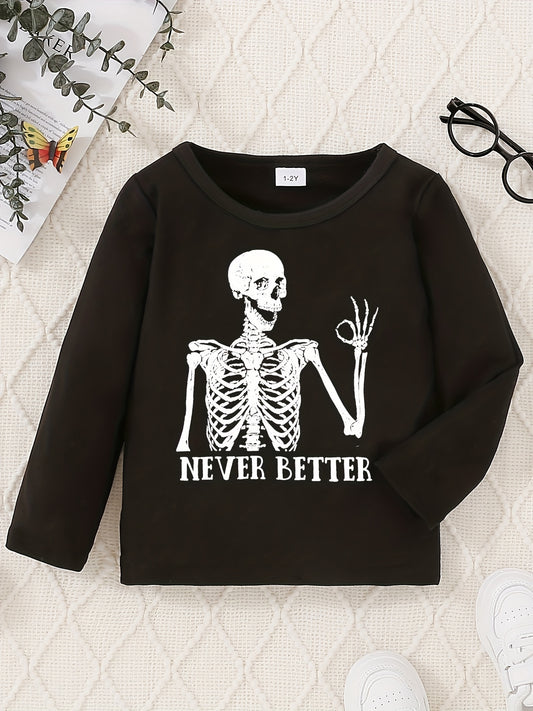 Toddler Baby Skull Print Sweatshirt Halloween Pullover