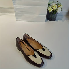 Women's Colorblock Flat Loafers Casual Square Toe Slip On Soft Sole Comfy Shoes