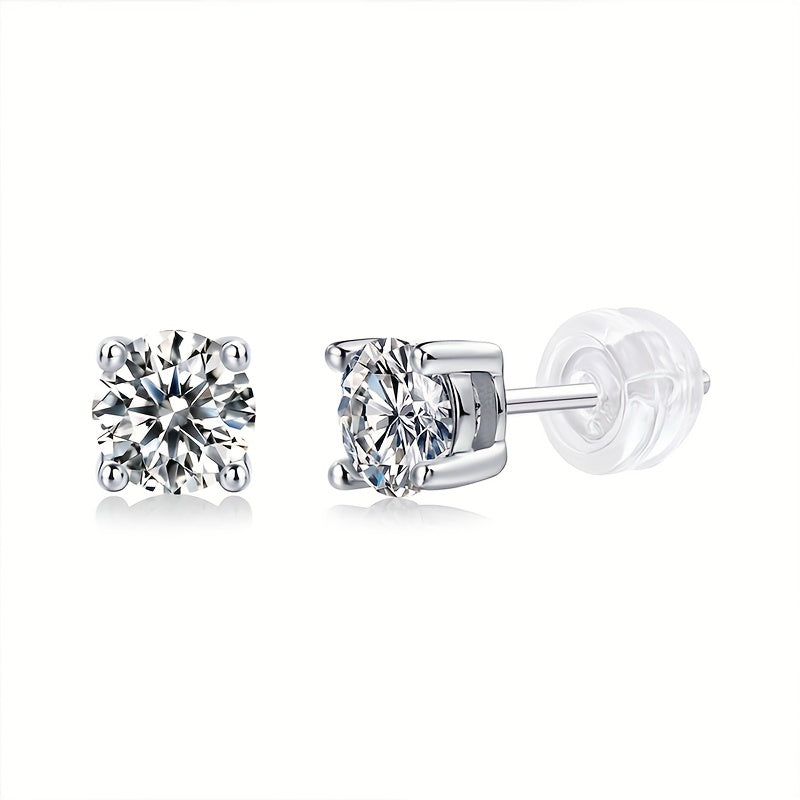 Moissanite Stud Earrings Sterling Silver Women's Jewelry Decor