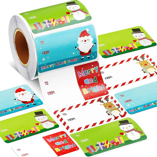 500pcs Christmas Gift Tags Stickers Santa Claus Self Adhesive