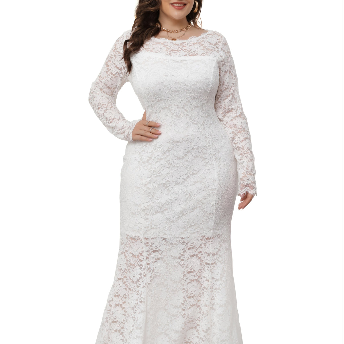 Floral Print Mesh Sleeve Maxi Dress Plus Size