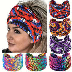 Skull Pattern Headband Tie Dye Leopard Print Bandana