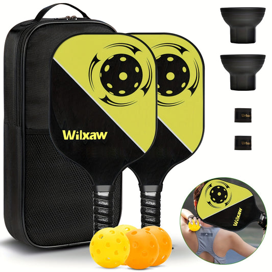 Pickleball Racket Set with Paddles, Balls, Sweatbands, and Ball Pickers