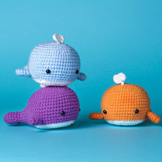 Whales Plush Crochet Kit For Beginners - Knitting Kit With Yarn & Instructions