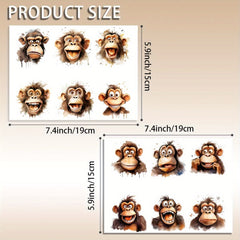 12pcs UV DTF Fun Monkey Stickers Set Waterproof & Scratch Resistant