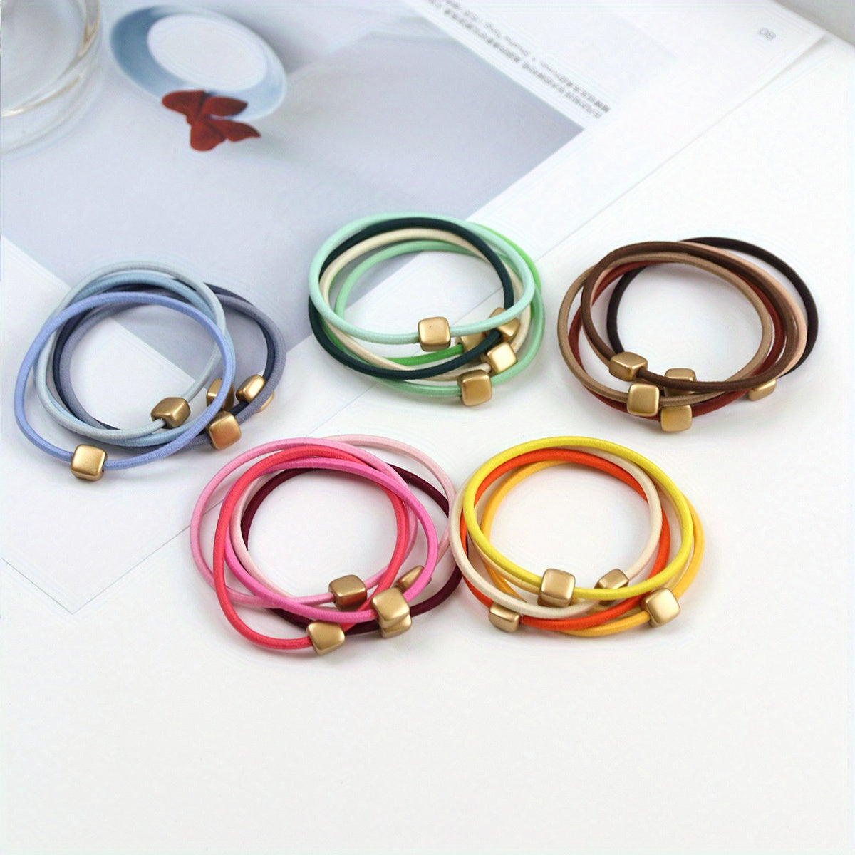25pcs Women's Square Hair Tie Head Rope Rubber Band Hair Accessory