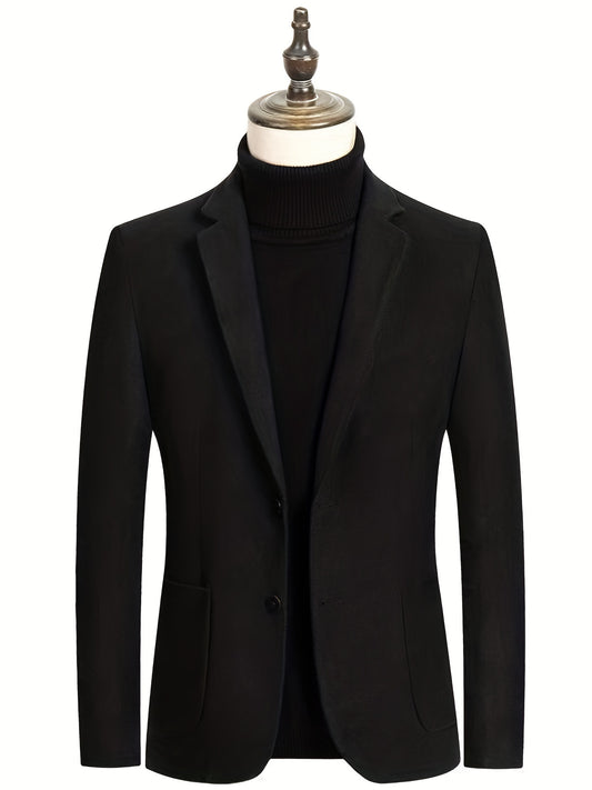 Men's Woolen Blazer Solid Lapel Sports Coat Spring Fall Business
