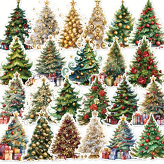 46pcs Christmas Tree Theme Stickers Festive Vinyl Decals for DIY Crafts