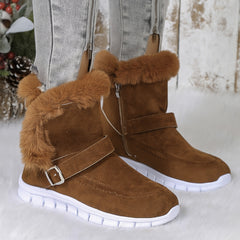 Plush Lined Thermal Furry Snow Boots Non Slip Side Zipper Snow Shoes