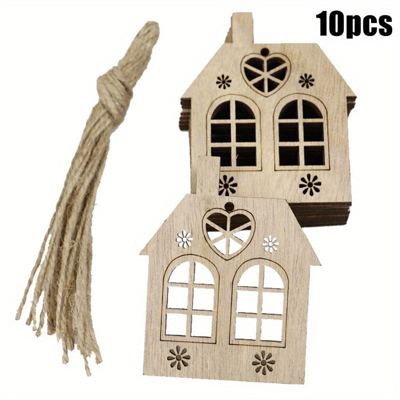 10pcs Nativity Wooden Embellishment Xmas Tree Cutouts
