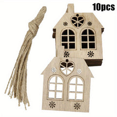 10pcs Nativity Wooden Embellishment Xmas Tree Cutouts