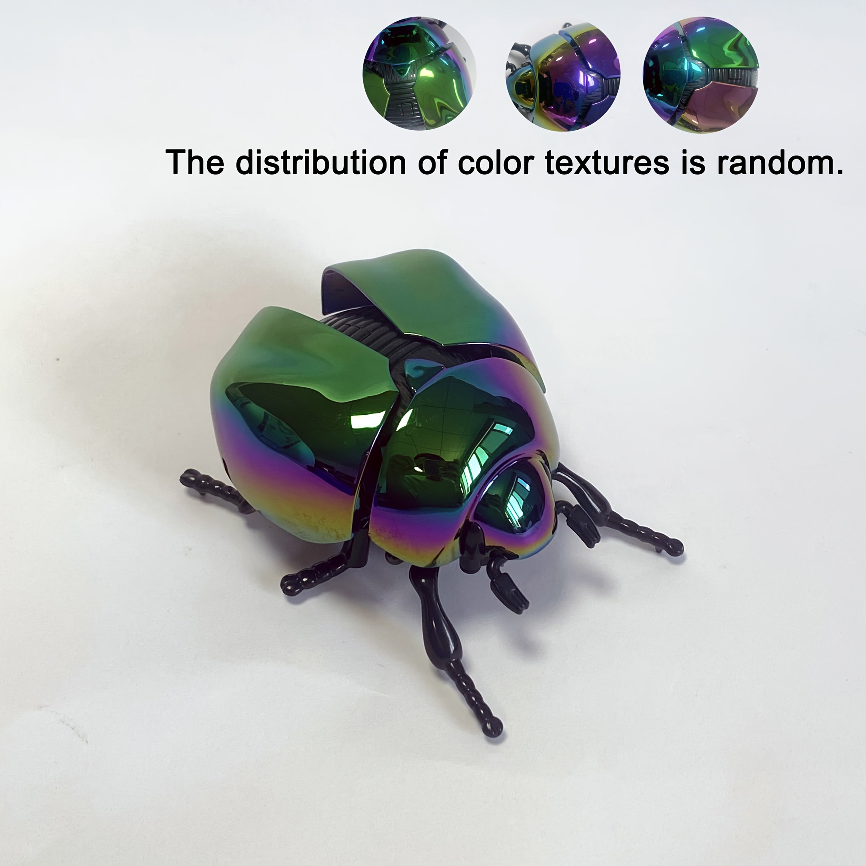 Spring Driven Beetle Toy with Articulated Wings for Home Garden Car